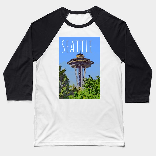 Seattle Space Needle Baseball T-Shirt by WelshDesigns